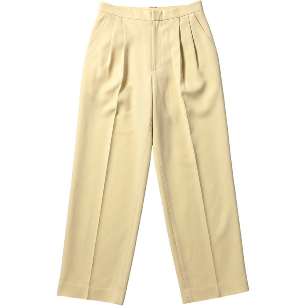 Vintage 100% Wool Pleated Trousers Women 14 Butter Yellow